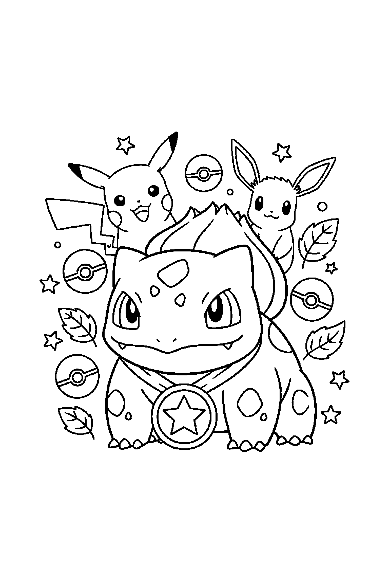Coloriage Pokémon gratuit à imprimer : Bulbizarre devant une médaille