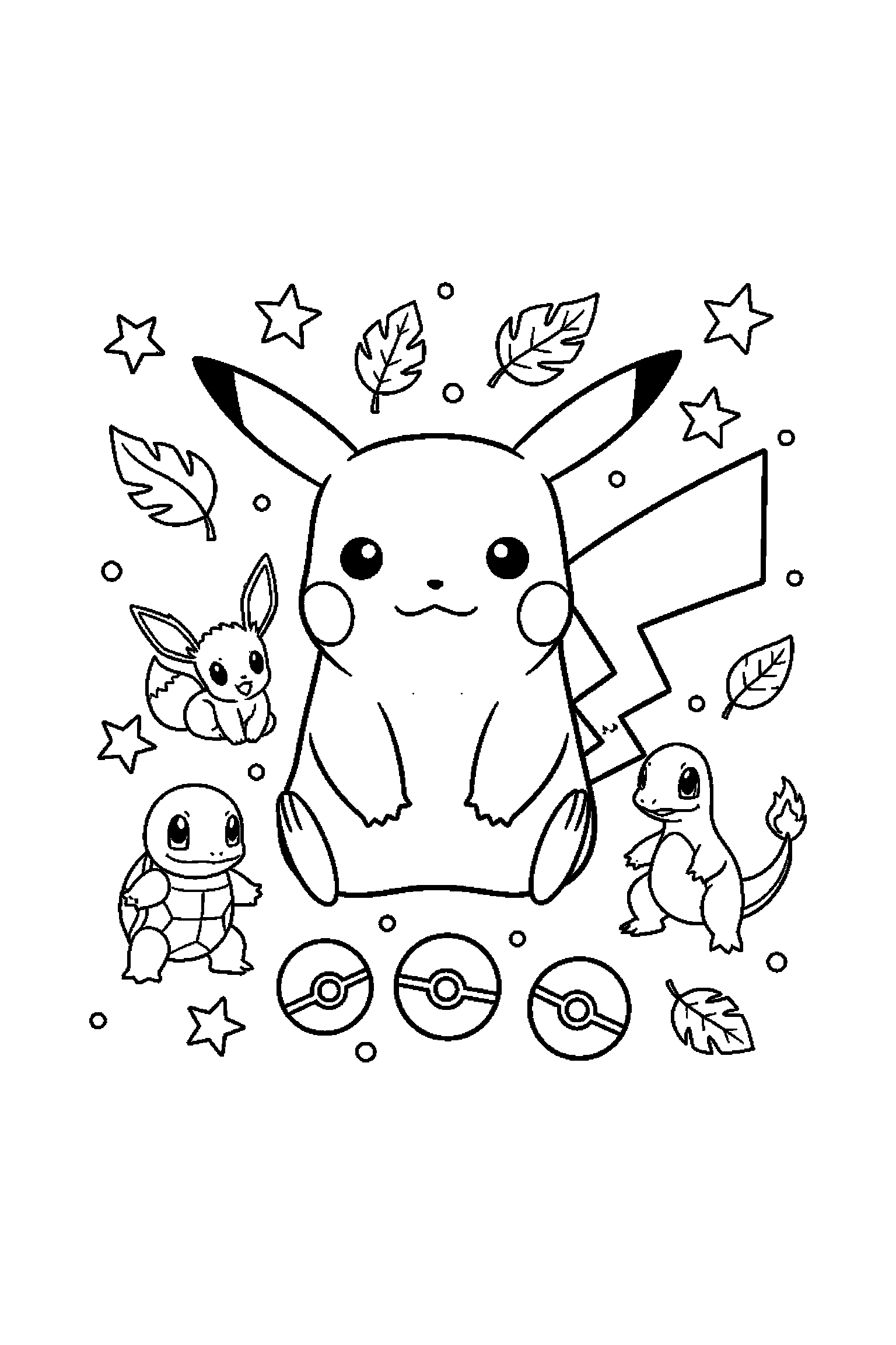 Coloriage Pokémon gratuit à imprimer : Pikachu avec un petit sourire timide