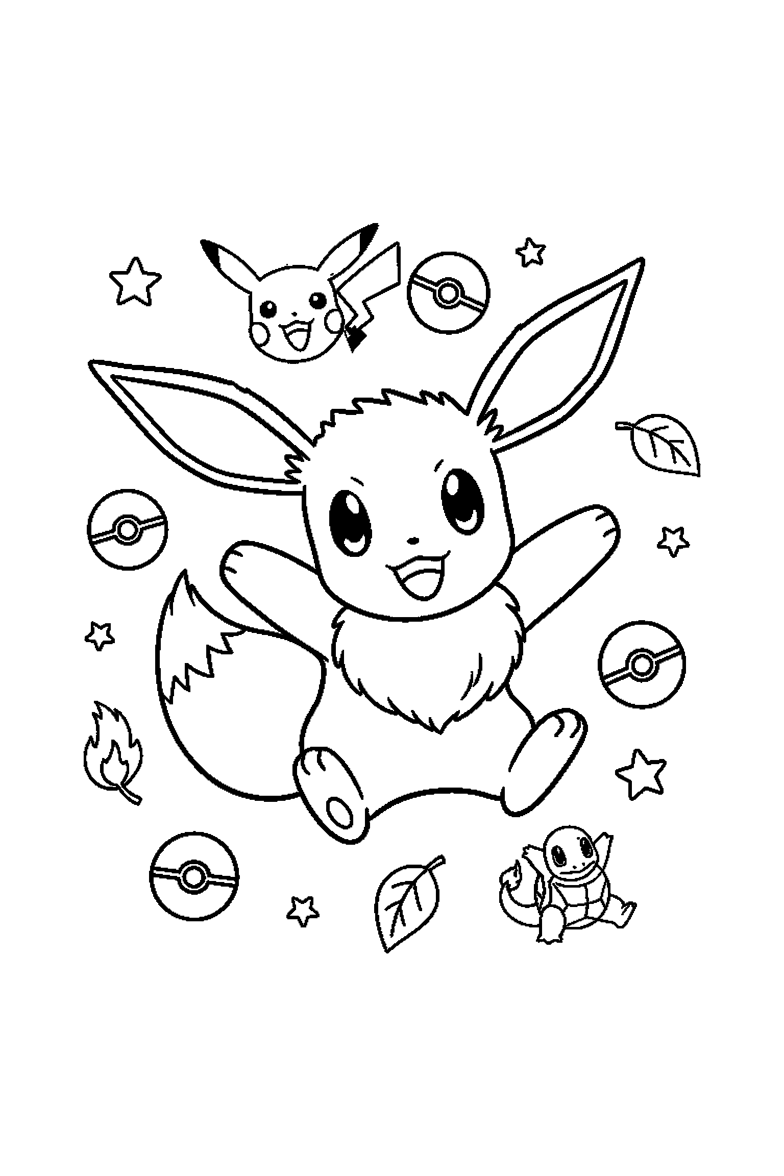 Coloriage Pokémon gratuit à imprimer : Évoli qui danse sans décor compliqué