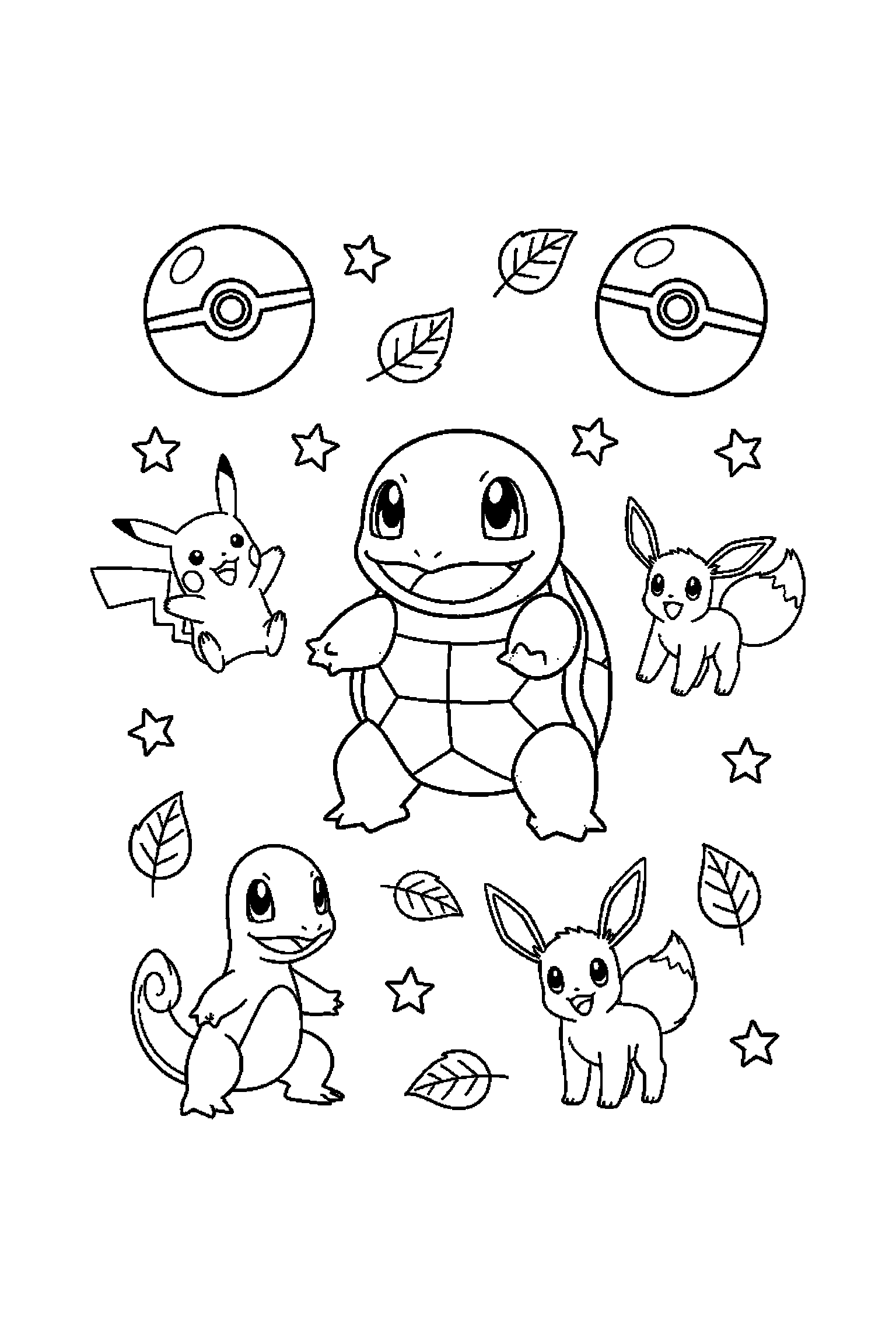 Coloriage Pokémon gratuit à imprimer : Carapuce posé au centre de la page