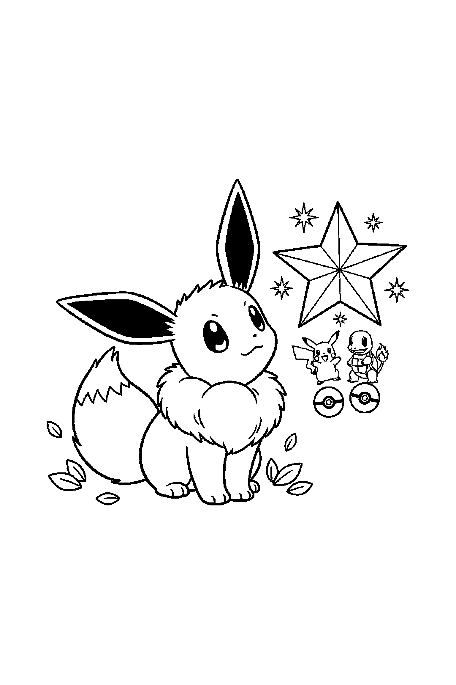 Coloriage Pokémon gratuit à imprimer : Évoli qui regarde une étoile
