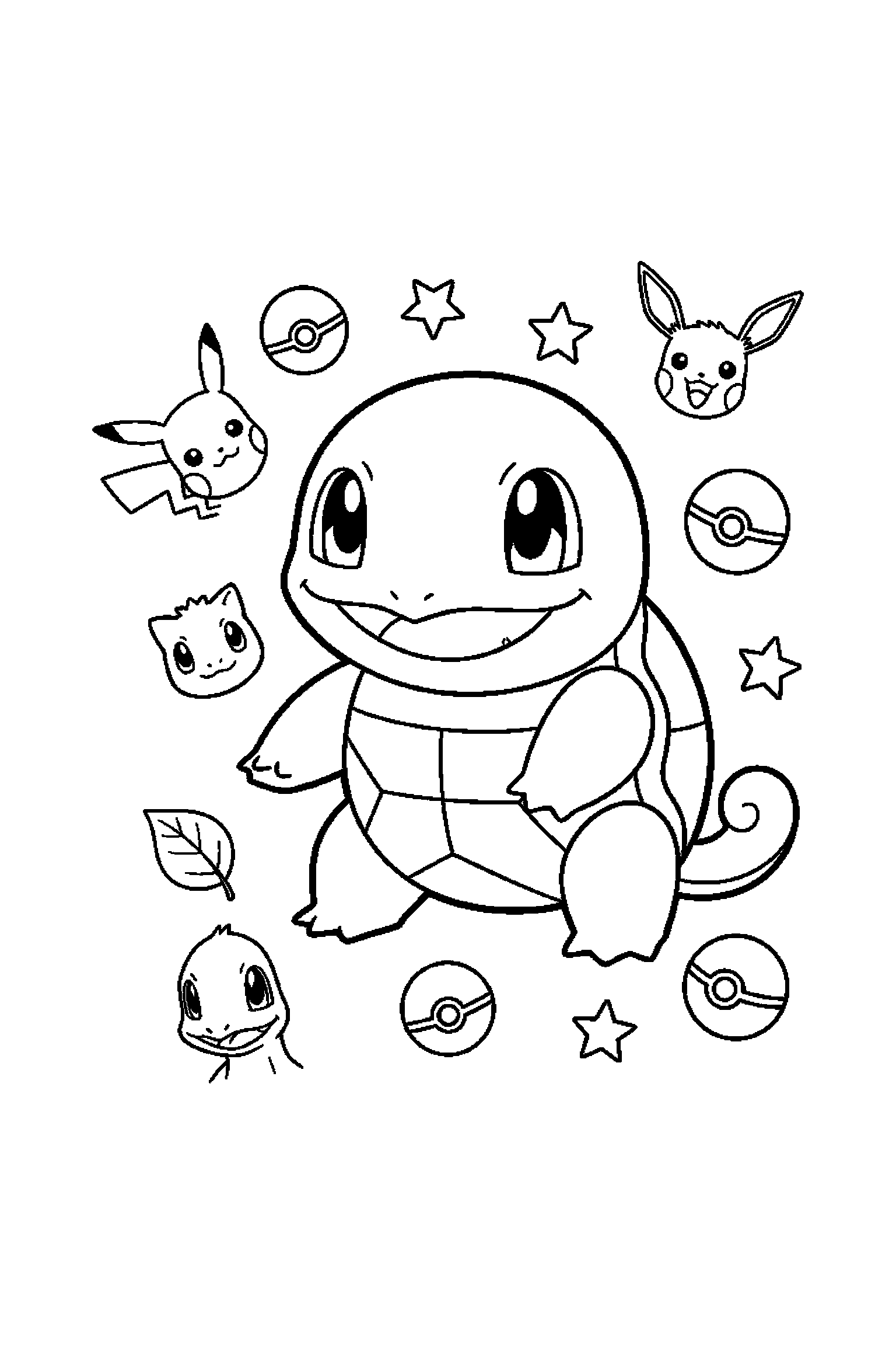 Coloriage Pokémon gratuit à imprimer : Carapuce en portrait facile à colorier