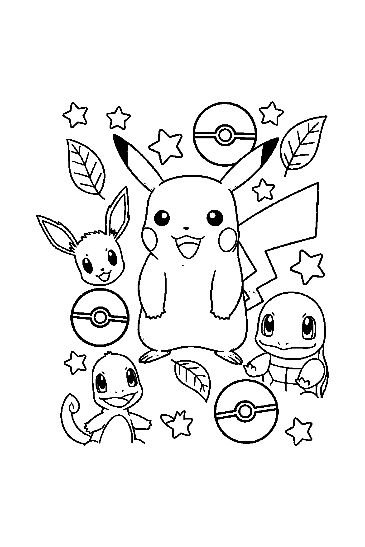 Coloriage Pokémon gratuit à imprimer : Pikachu debout avec une posture simple et lisible