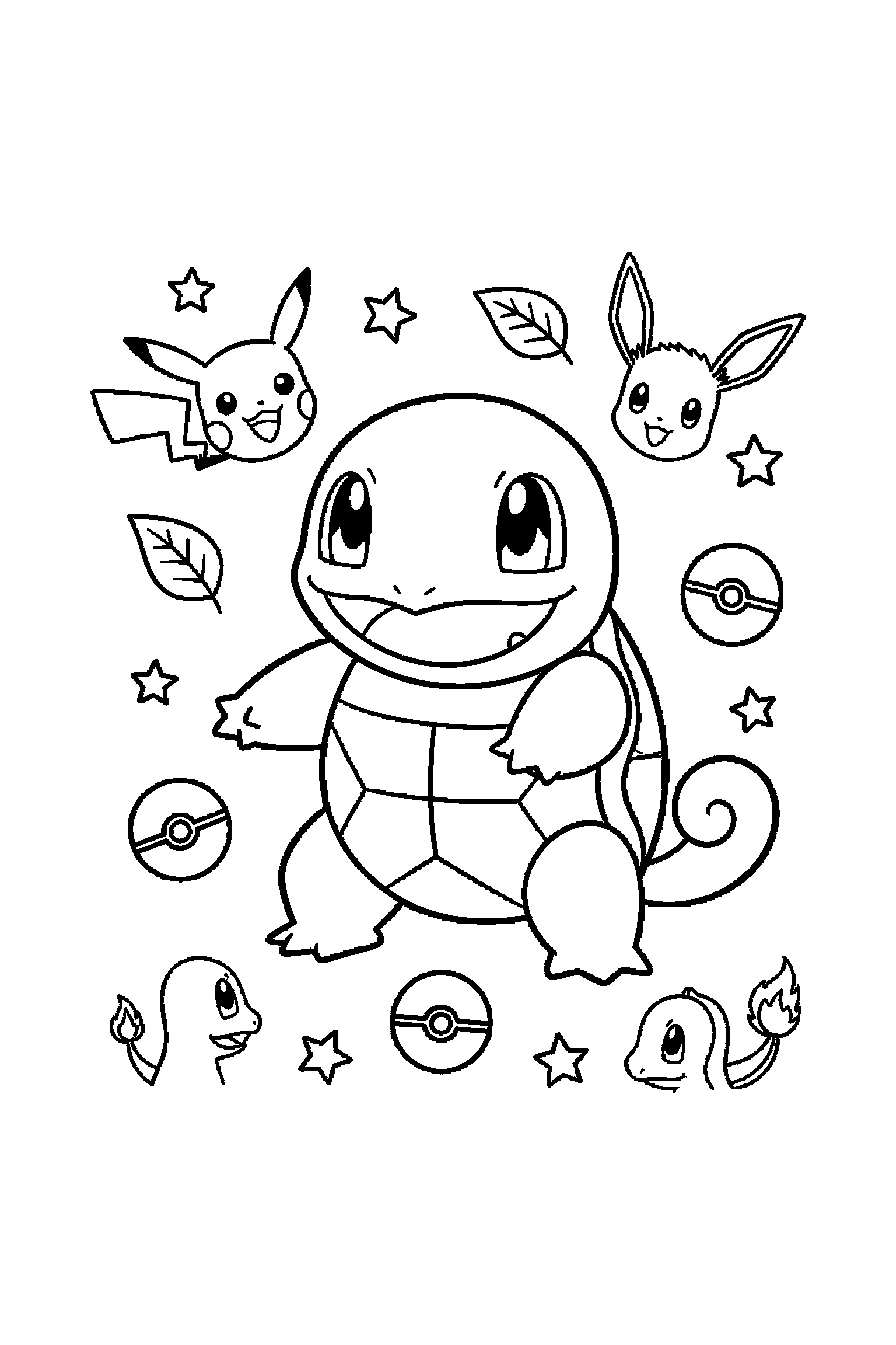 Coloriage Pokémon gratuit à imprimer : Carapuce avec deux mains visibles et simples