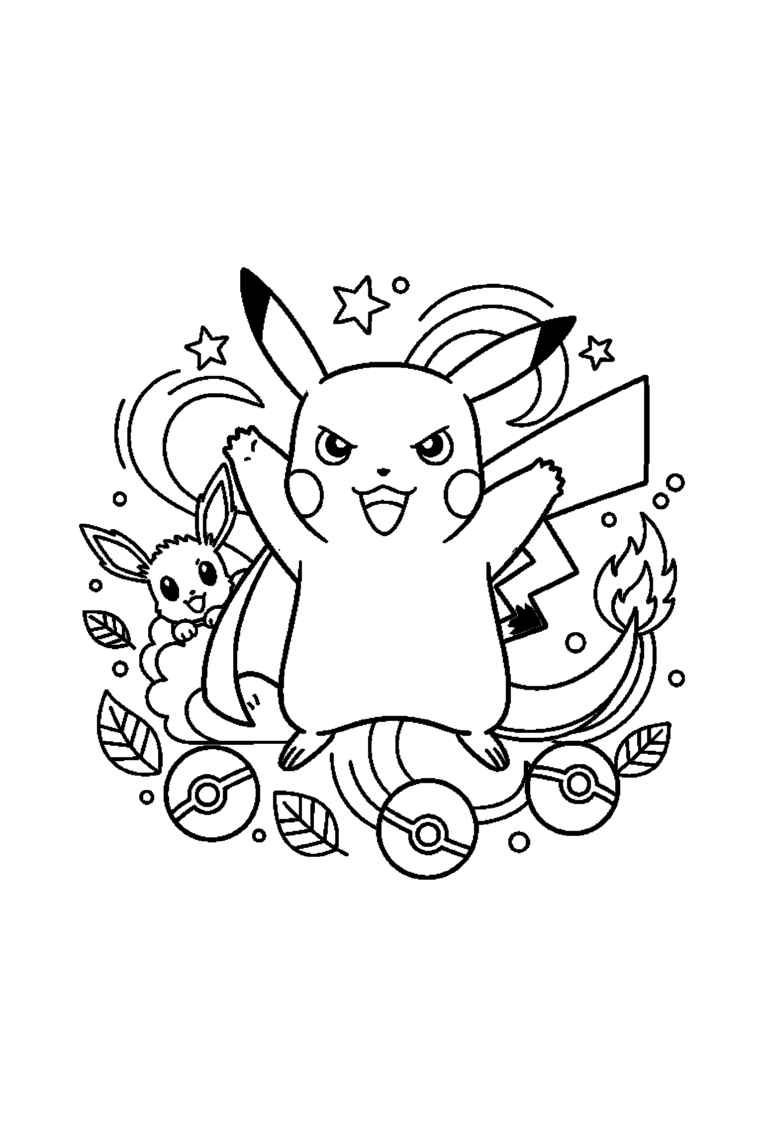 Coloriage Pokémon gratuit à imprimer : Pikachu dans une pose héroïque facile