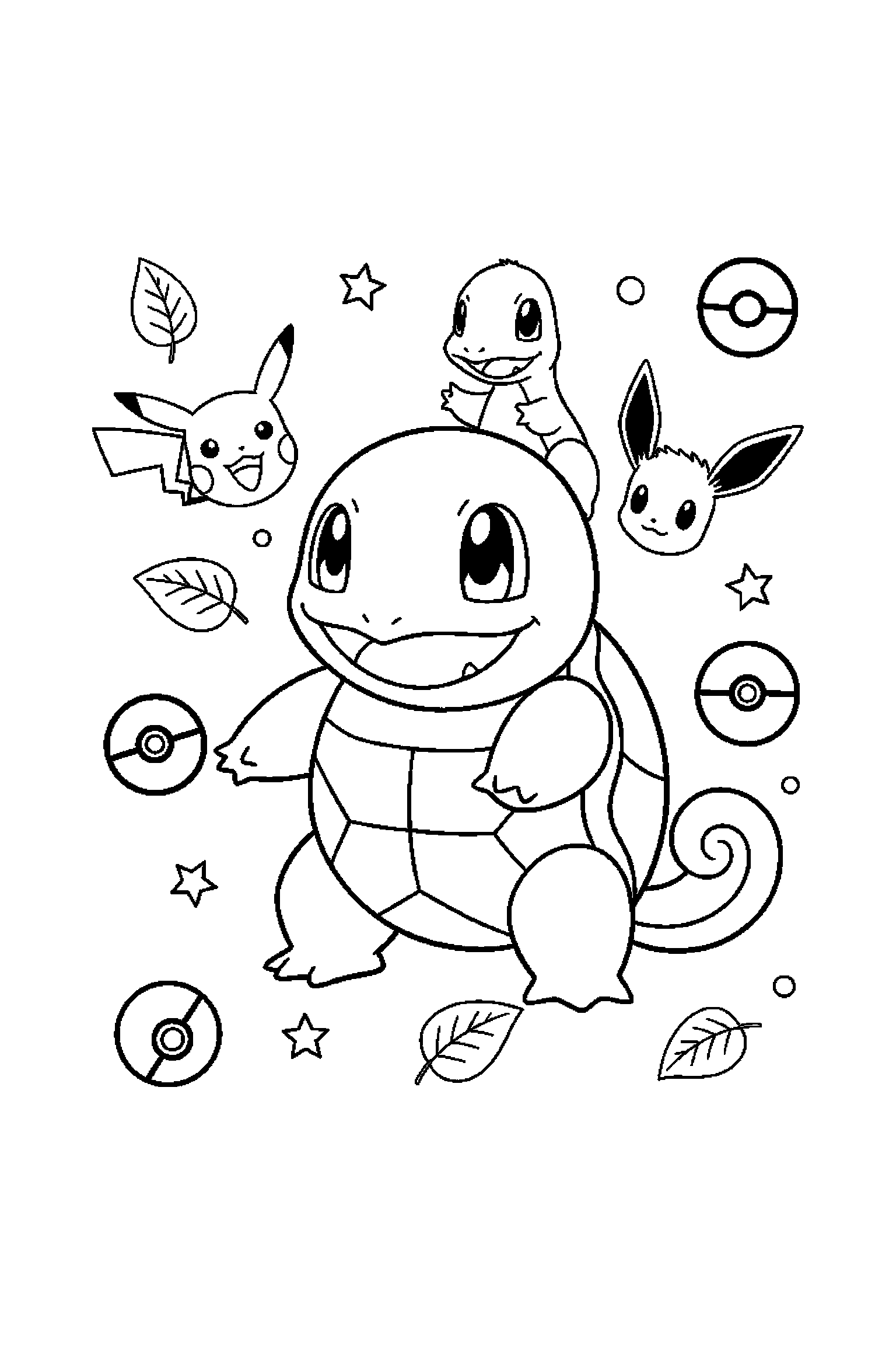 Coloriage Pokémon gratuit à imprimer : Carapuce avec un décor très simple