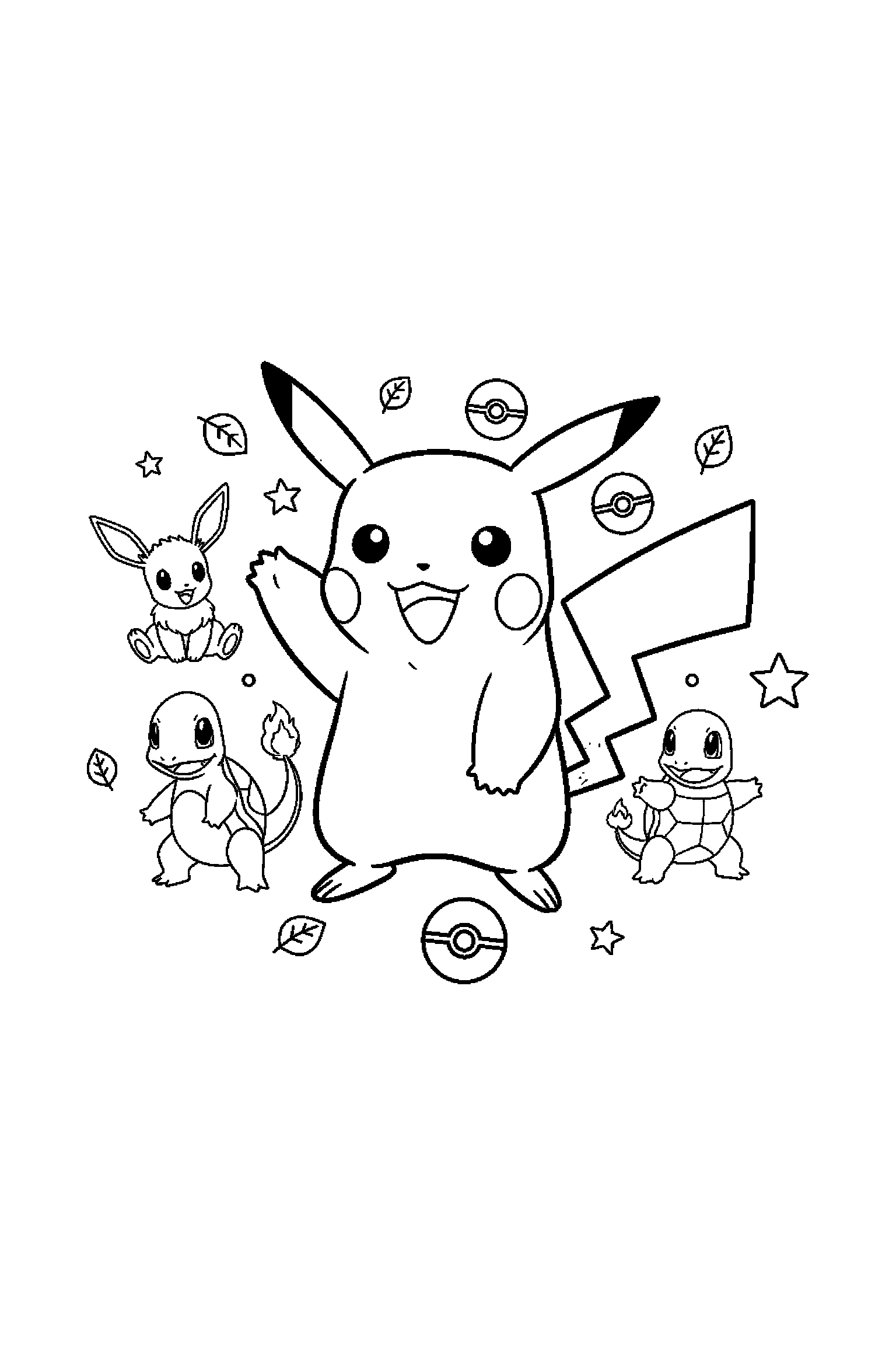 Coloriage Pokémon gratuit à imprimer : Pikachu qui lève le bras dans une pose anatomique claire