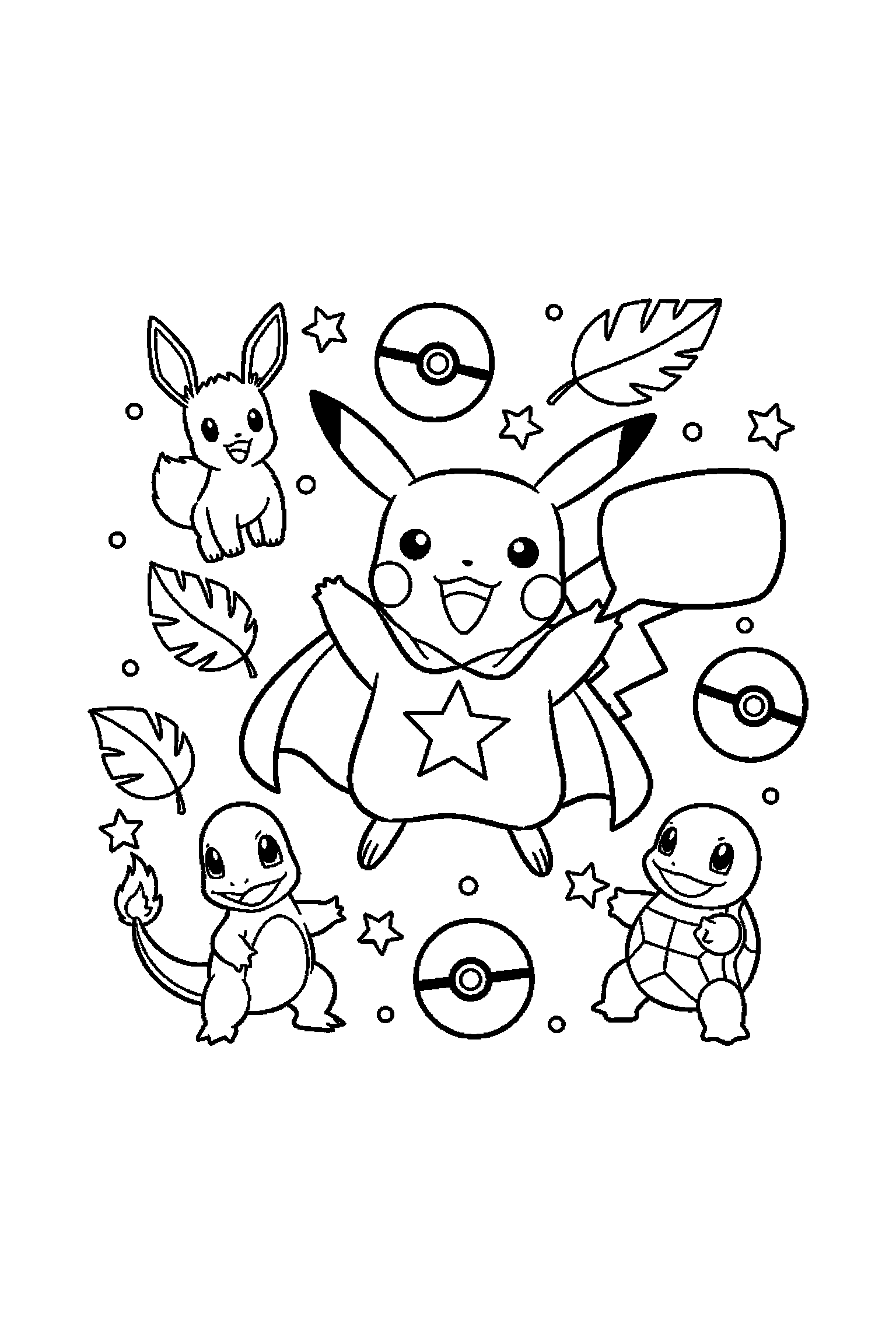Coloriage Pokémon gratuit à imprimer : Pikachu avec un accessoire facile à colorier