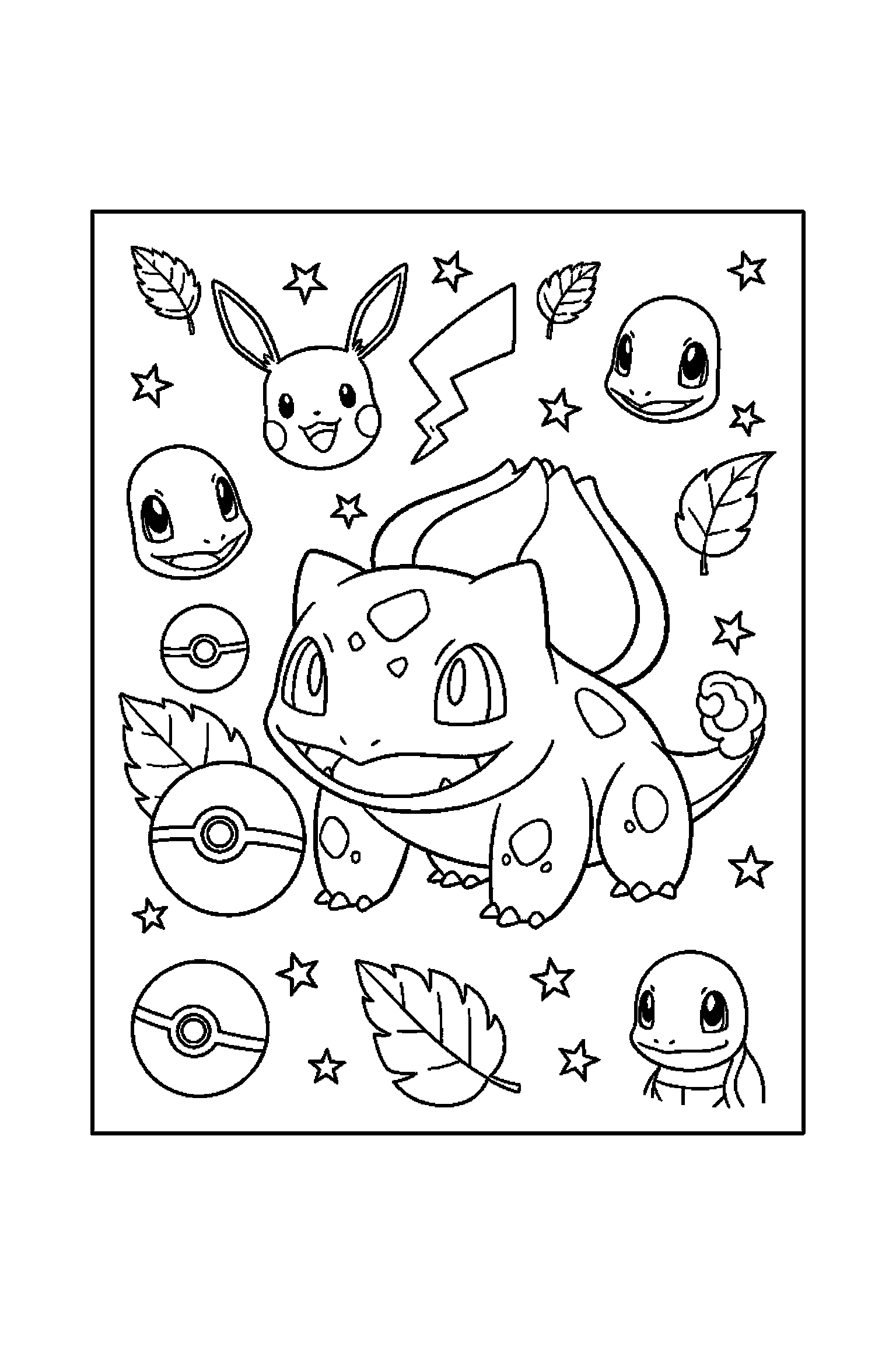 Coloriage Pokémon gratuit à imprimer : Bulbizarre avec deux accessoires à colorier