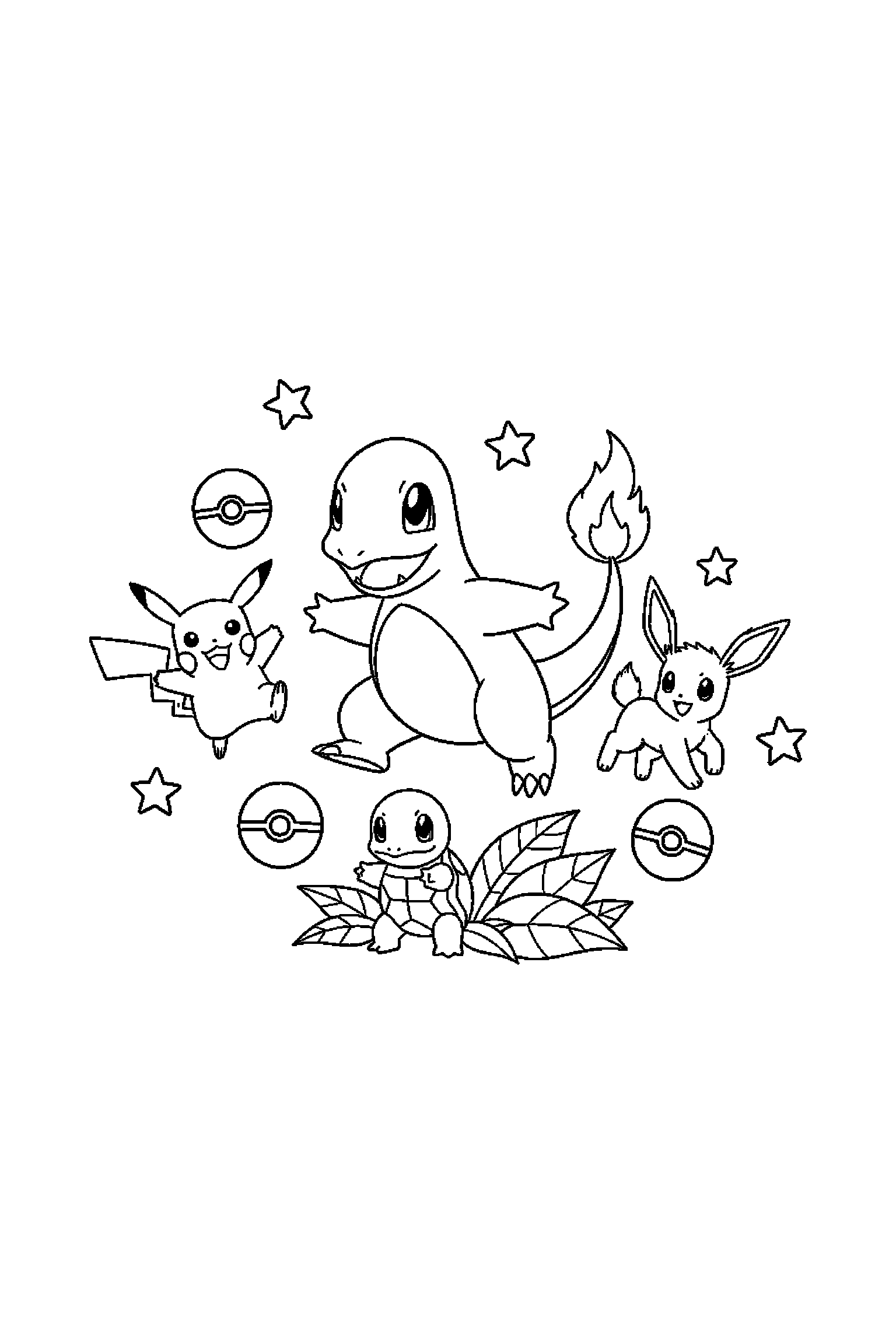 Coloriage Pokémon gratuit à imprimer : Salamèche en mouvement avec des lignes simples