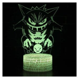 Lampe 3D Pokémon Ectoplasma avec télécommande sans fil