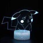 Lampe 3D Pokémon Pikachu triste avec télécommande sans fil