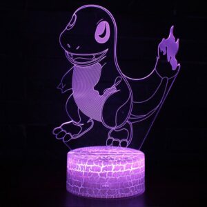 Lampe 3D Pokémon Salamèche avec télécommande sans fil