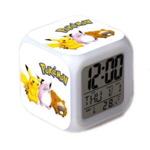 Réveil lumineux Pokémon Pikachu, Grodoudou et Keunotor avec 5 couleurs et 7 mélodies