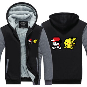 Veste Pokémon pixel Sacha & Pikachu en plusieurs coloris
