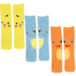 Chaussettes fines Pokémon Pikachu, Carapuce et Salamèche