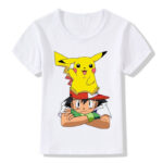 T-shirt Pokémon Pikachu et Sacha, du 100 au 4XL