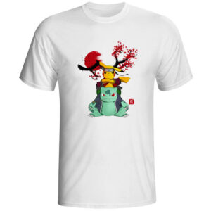 T-shirt Pokémon Bulbizarre et Pikachu version ninja