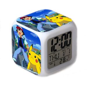 Réveil lumineux Pokémon avec Sacha et Pikachu en combat