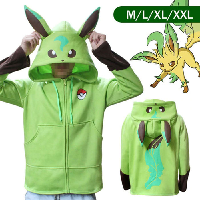 Sweat zippé à capuche Pokémon Phyllali, du M au XXL