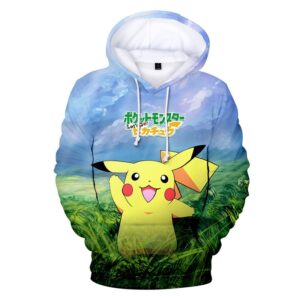 Sweat Pokémon Let's Go Pikachu avec Pikachu dans l'herbe