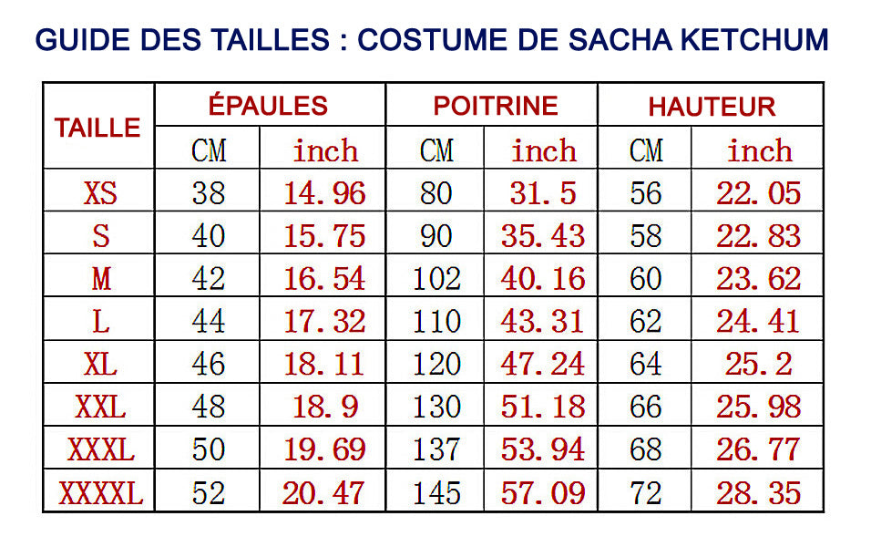 Déguisement Pokémon Sacha de Bourg Palette avec guide de tailles – Image 4