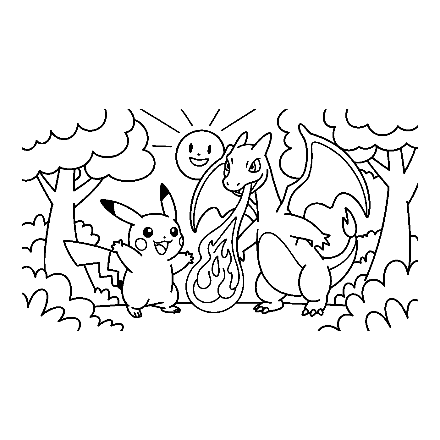 Coloriage Pokémon gratuit à imprimer : duo de Pokémon à colorier